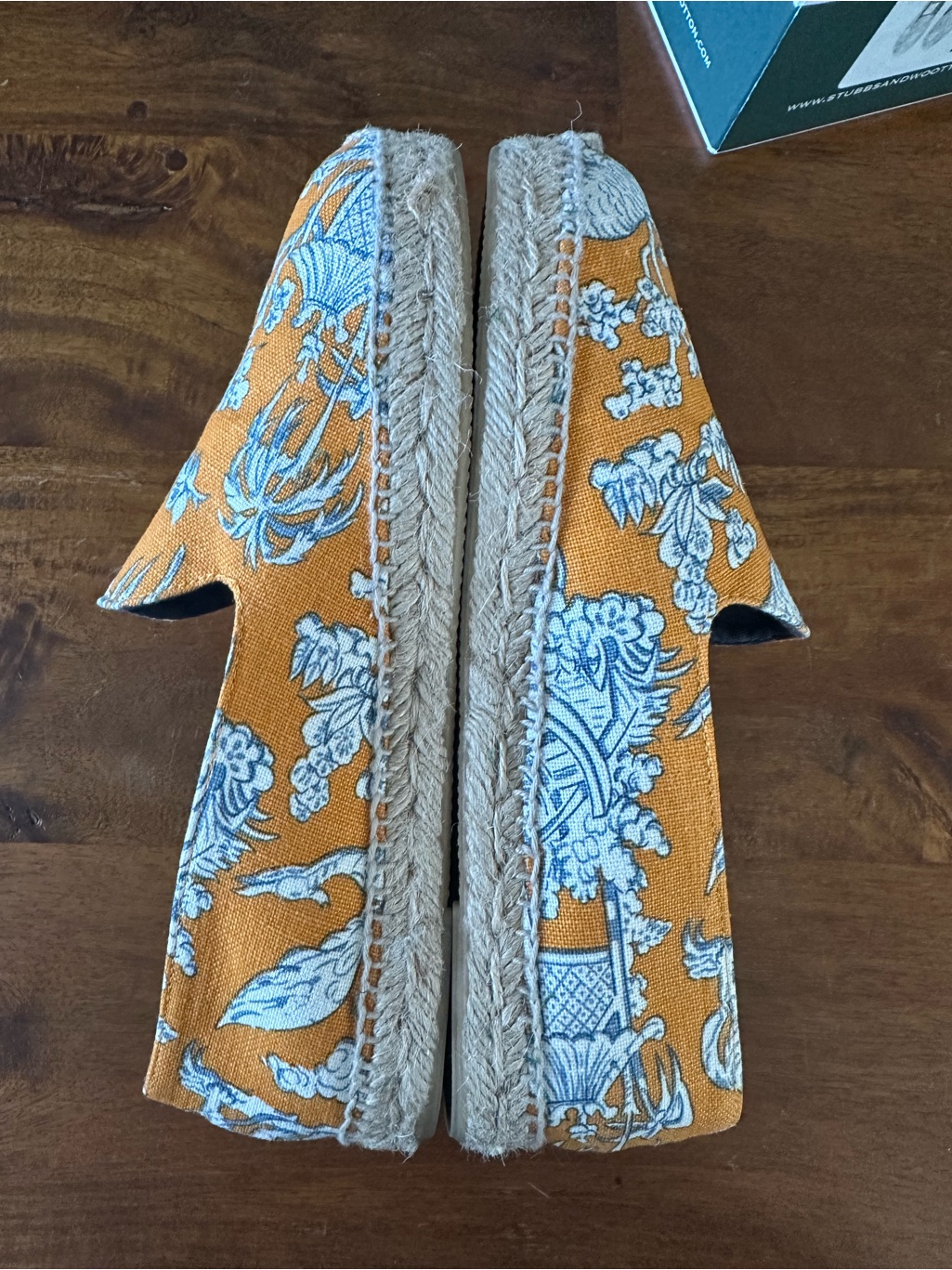 Stubbs & Wooten Gatsby Toile Orange Floral Slip-On Espadrilles Size 9 — image 6 of 7